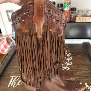 Corral Brown Fringe Leather Cowboy Boots